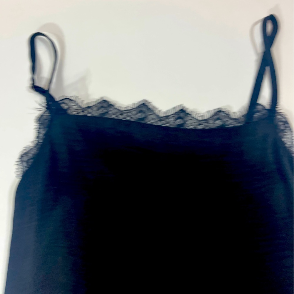 HOLLISTER Y2K Black Slip Baby doll Dress Lace Trim Size XS Sheer Silky Feel - Picture 2 of 6